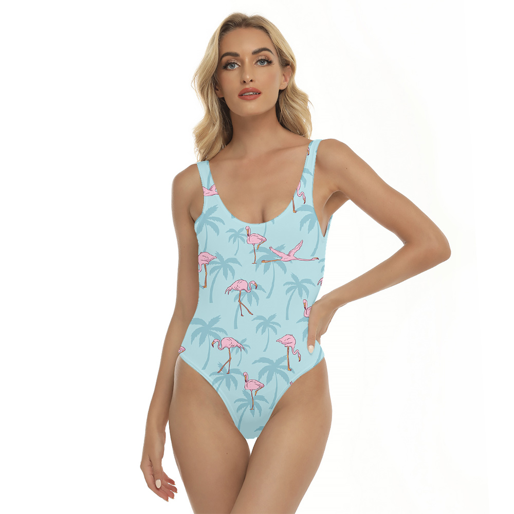 Flying Flamingo Light Blue Hawaiian Women Swimsuit - variant image 1