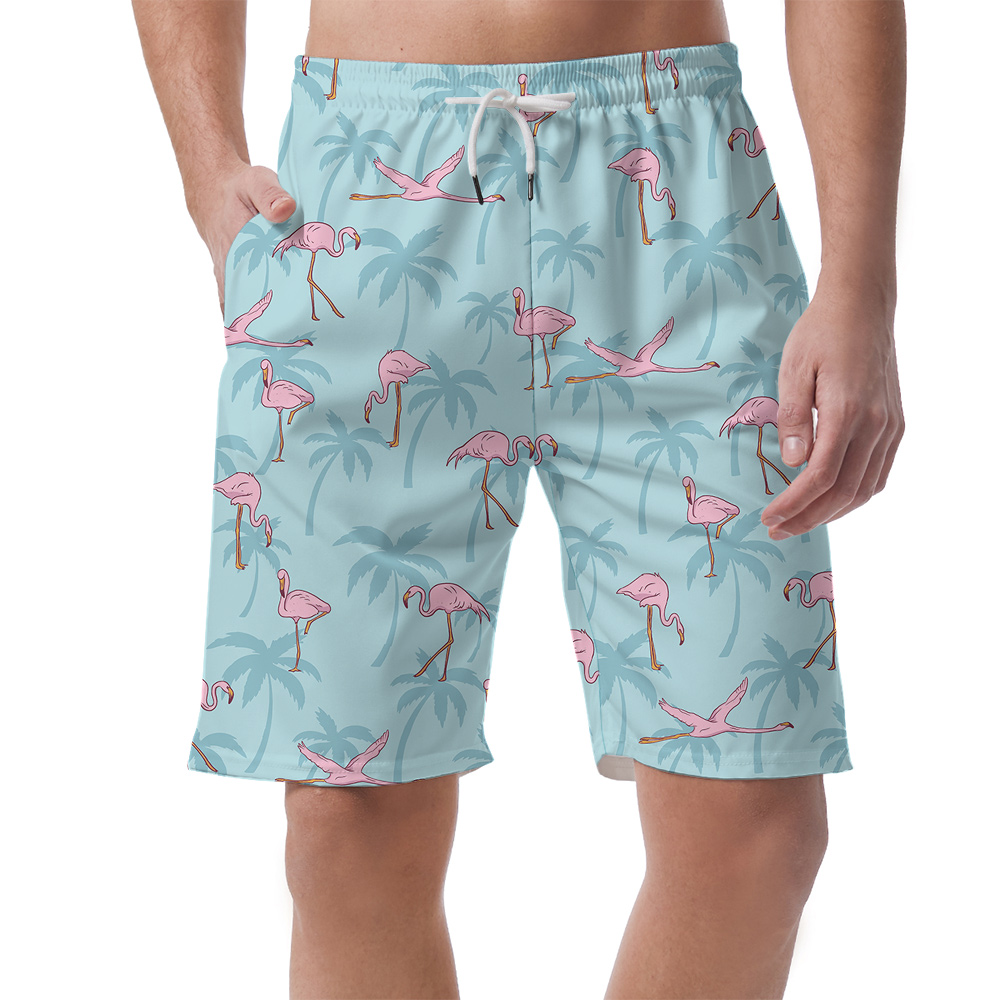 Flying Flamingo Light Blue Hawaiian Short for Men - variant image 1