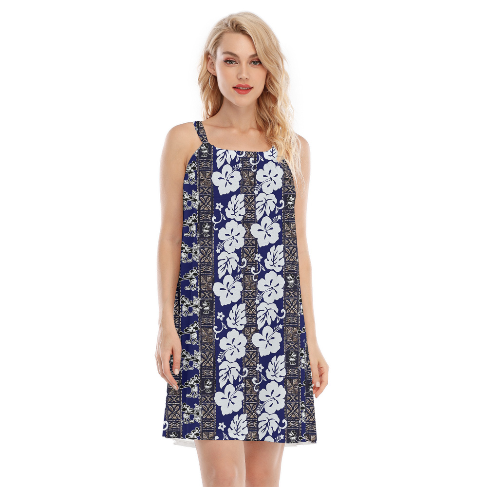 Retro Steamboat Mickey Navy Tropical Cami Dress - variant image 1
