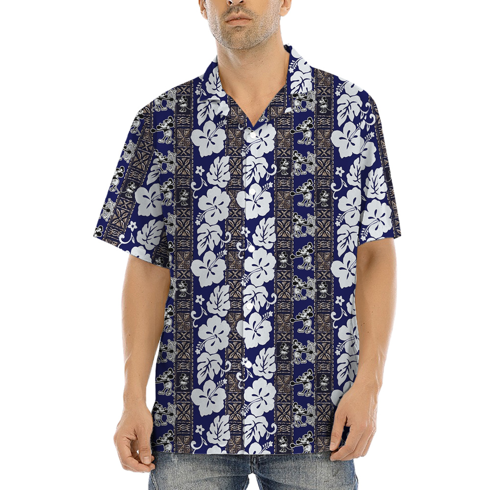 Vintage Mickey 1928 Navy Hawaiian Men Shirt - variant image 1