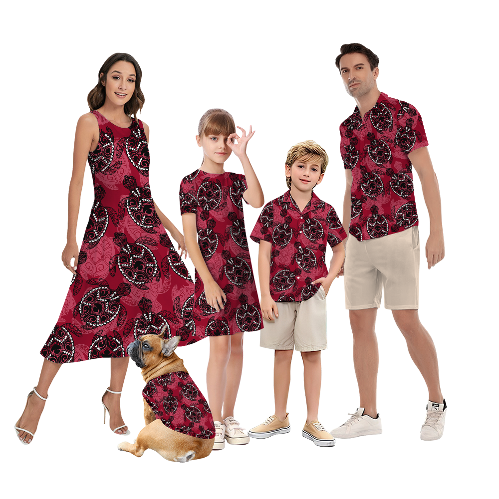 Matching Family Vintage Turtle Red Hawaiian Outfits - variant image 1