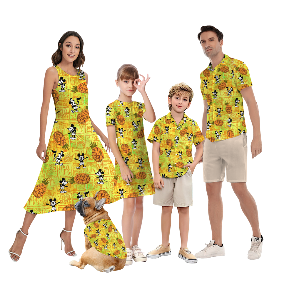 Classic Mickey Steamboat Willie Pineapple Family Matching Hawaiian Outfits - variant image 1