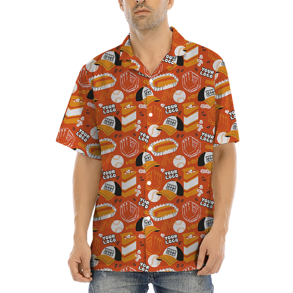 Custom Baseball Team Logo Orange Hawaiian Shirt - variant image 1