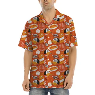 Custom Baseball Team Logo Orange Hawaiian Shirt