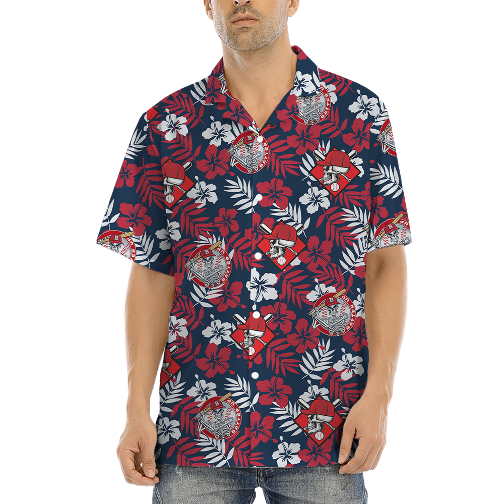 Skeleton Baseball Tropical Hawaiian Shirt - variant image 1