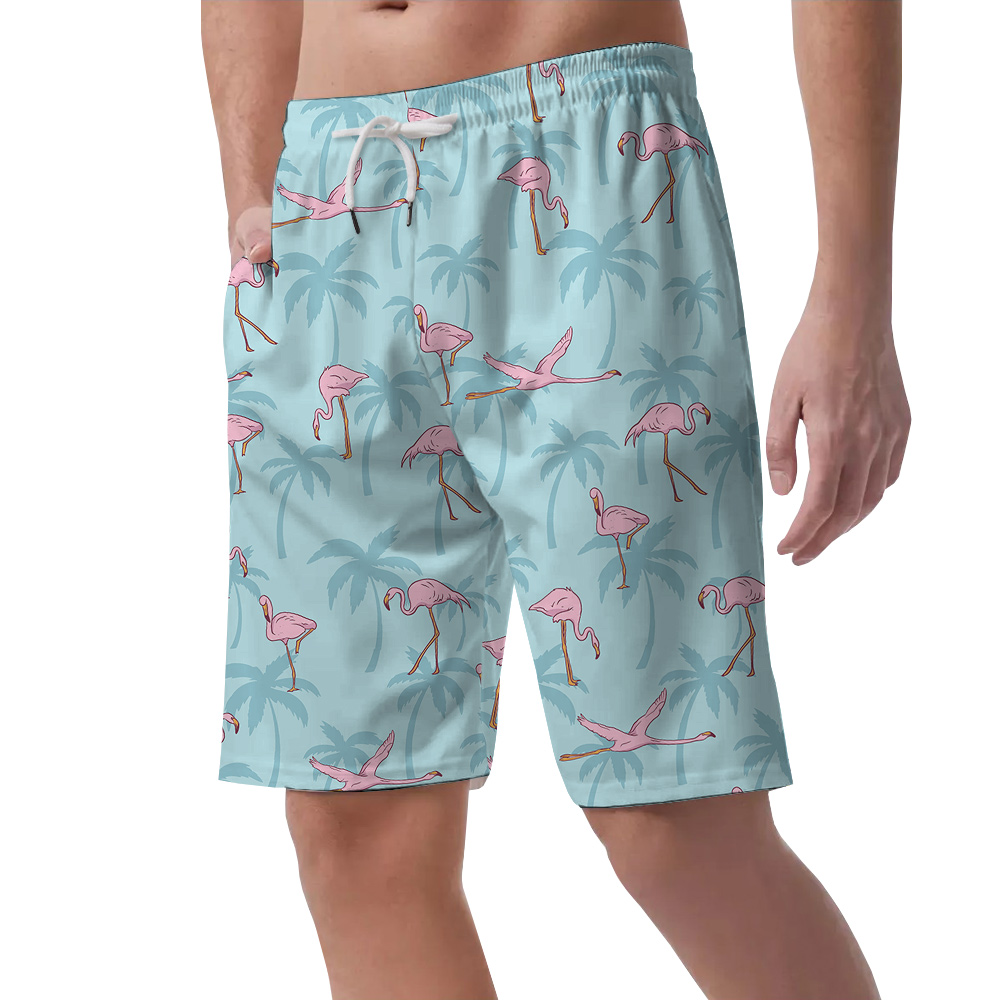 Flying Flamingo Light Blue Hawaiian Short for Men