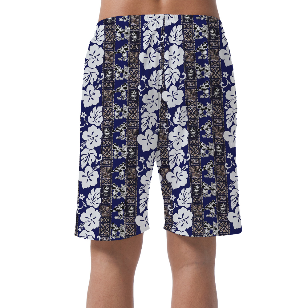 Vintage Mickey 1928 Navy Hawaiian Men Beach Short