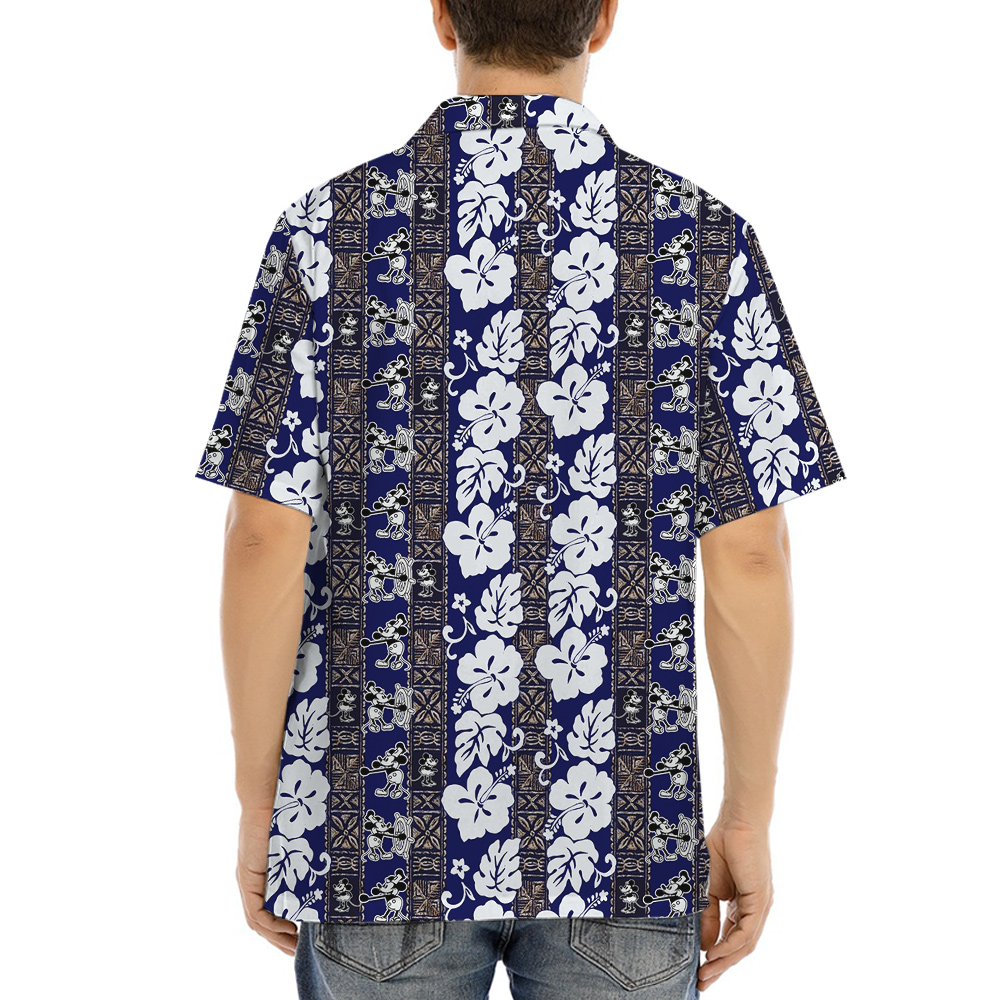 Vintage Mickey 1928 Navy Hawaiian Men Shirt