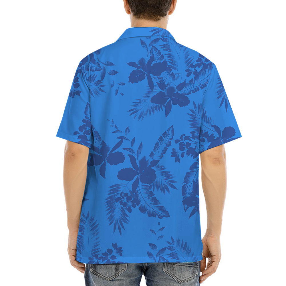 Blue Tropical Flowers Hawaiian Shirt for Men