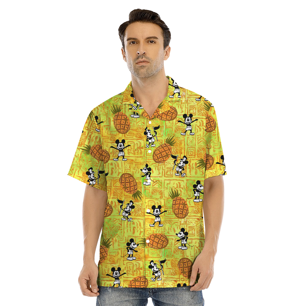 Classic Mickey Steamboat Willie Pineapple Family Matching Hawaiian Outfits