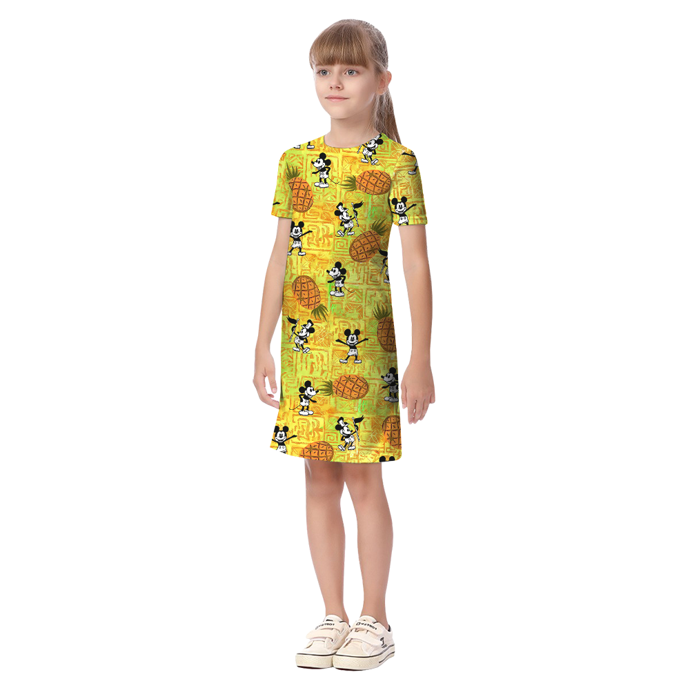 Classic Mickey Steamboat Willie Pineapple Family Matching Hawaiian Outfits
