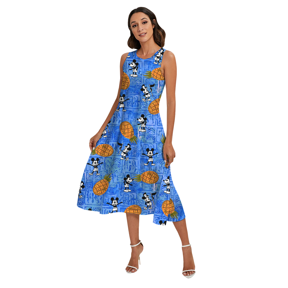 Cute Mickey Steamboat Willie Pineapple Vintage Matching Hawaiian Outfits For Family