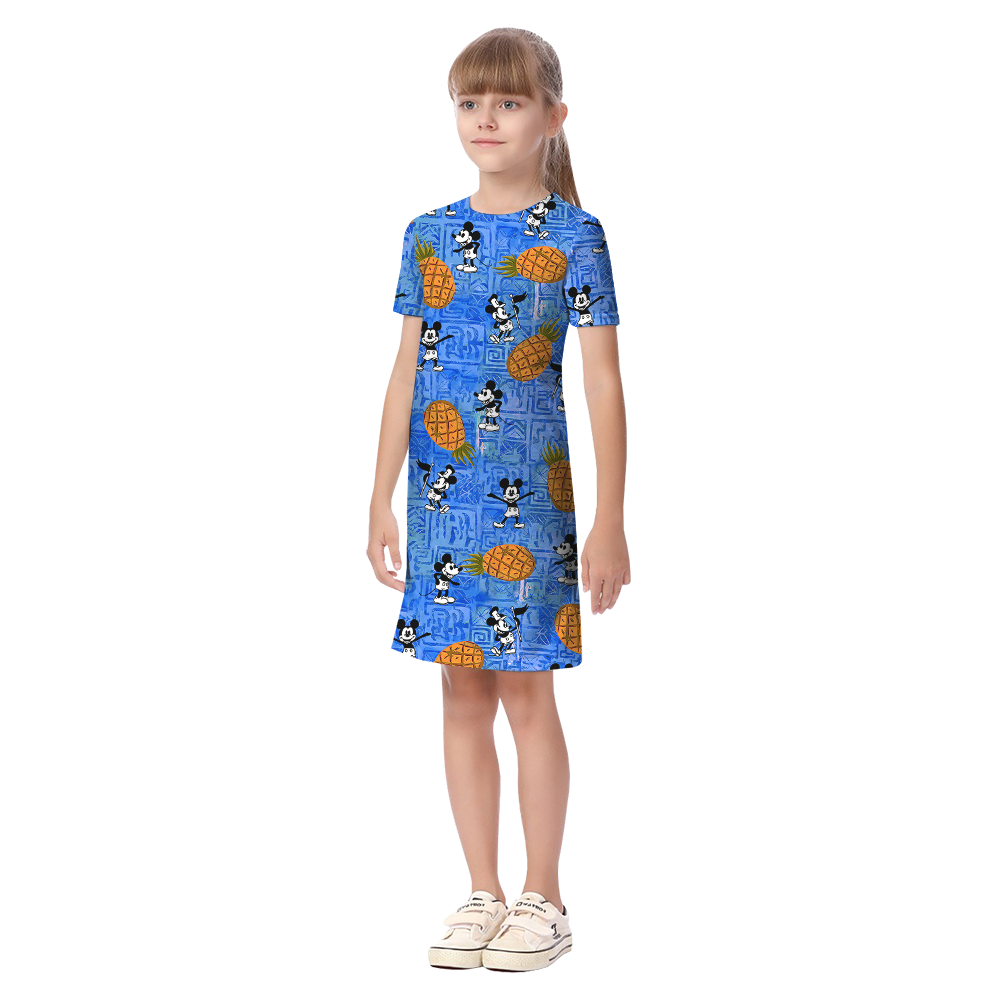 Cute Mickey Steamboat Willie Pineapple Vintage Matching Hawaiian Outfits For Family