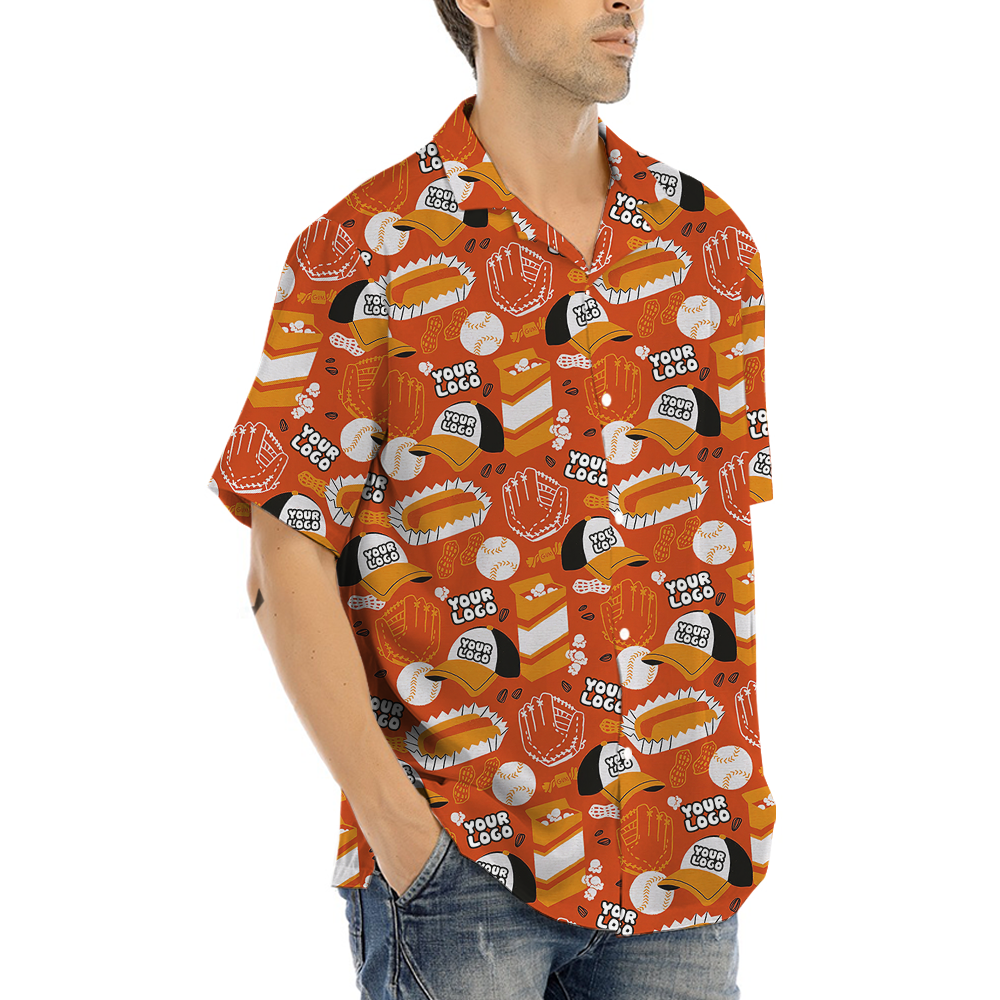 Custom Baseball Team Logo Orange Hawaiian Shirt