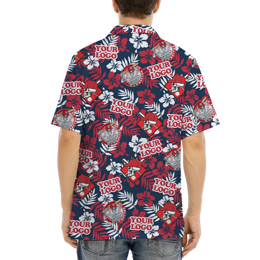 Baseball Skeleton Hawaiian Shirt With Custom Team Logo