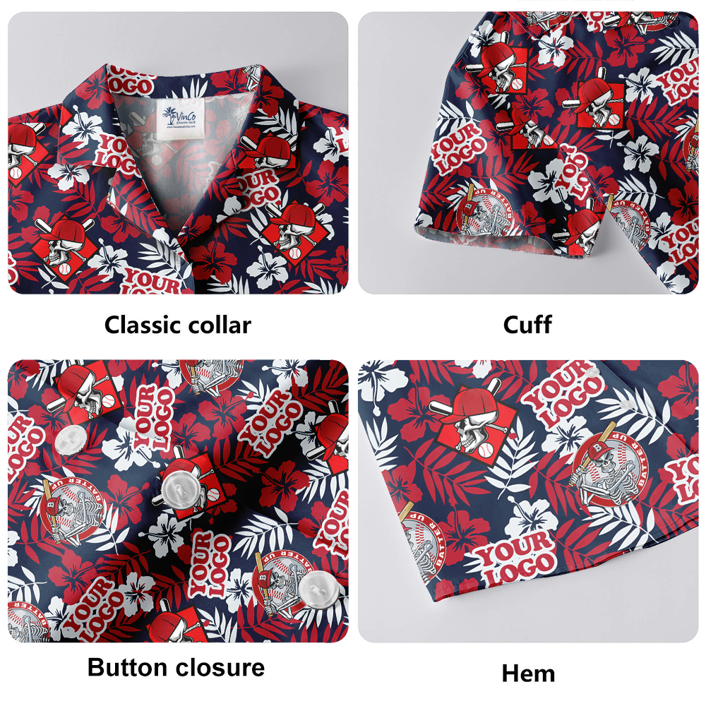 Baseball Skeleton Hawaiian Shirt With Custom Team Logo