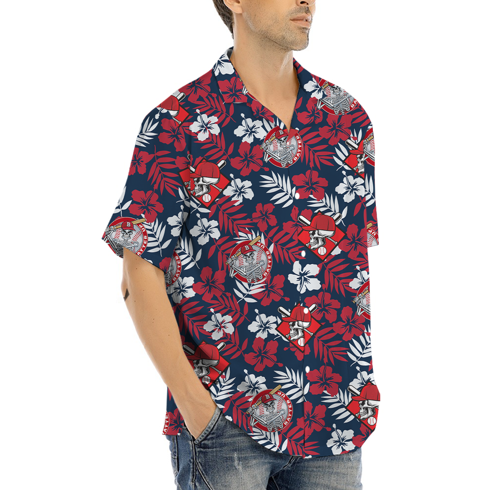 Skeleton Baseball Tropical Hawaiian Shirt