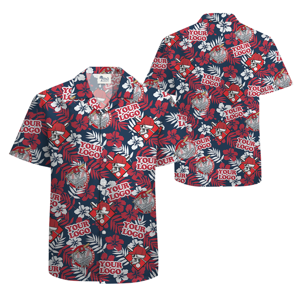 Baseball Skeleton Hawaiian Shirt With Custom Team Logo