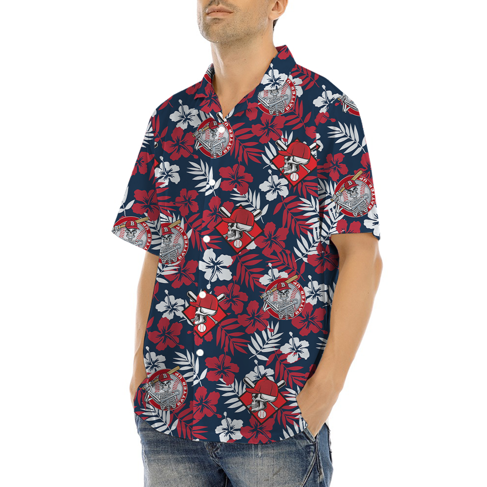 Skeleton Baseball Tropical Hawaiian Shirt