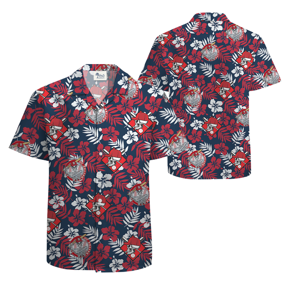Skeleton Baseball Tropical Hawaiian Shirt