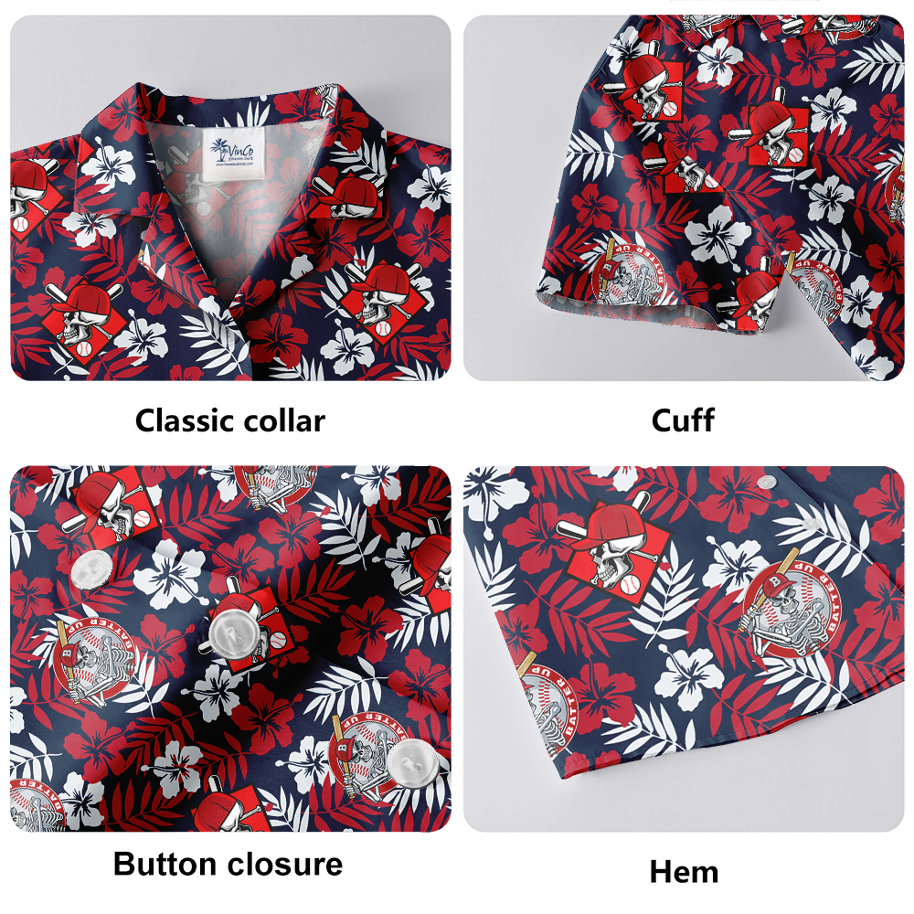 Skeleton Baseball Tropical Hawaiian Shirt