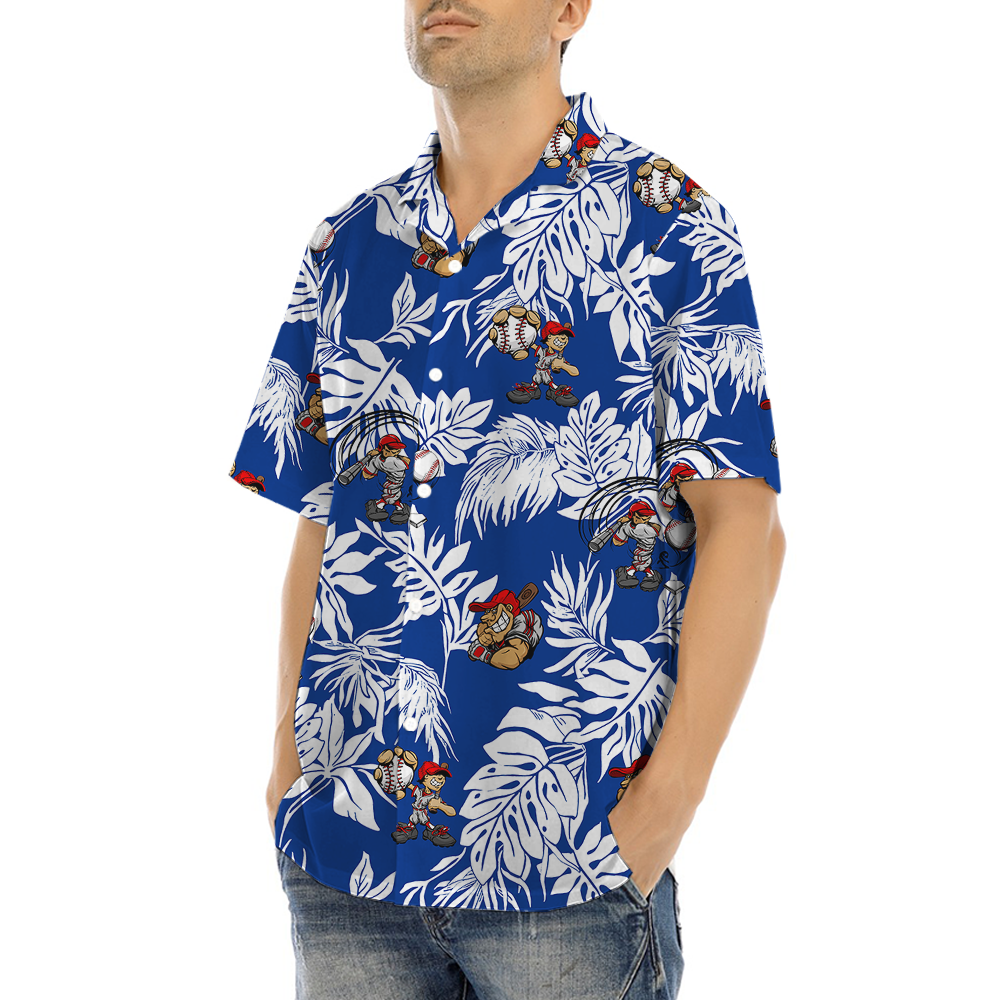 Tropical Baseball Blue Hawaiian Shirt