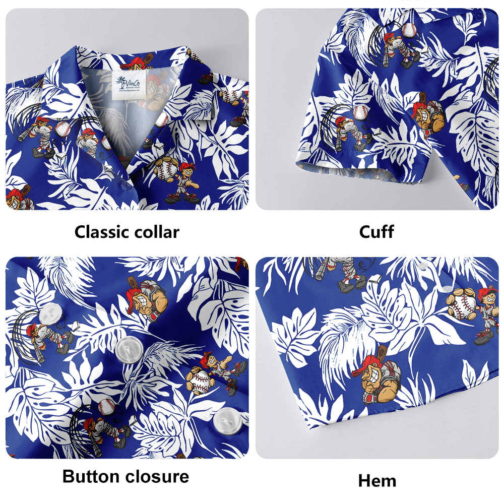 Tropical Baseball Blue Hawaiian Shirt