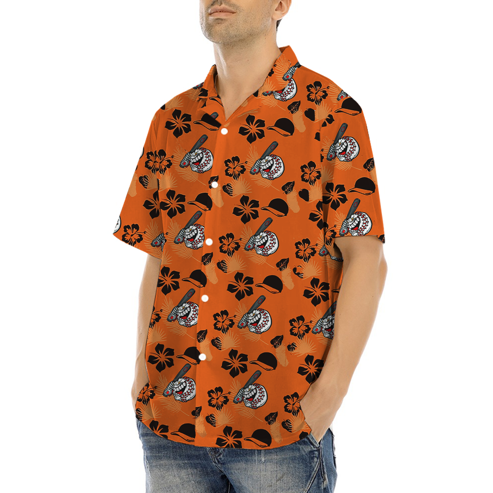 Funny Baseball Orange Hawaiian Shirt