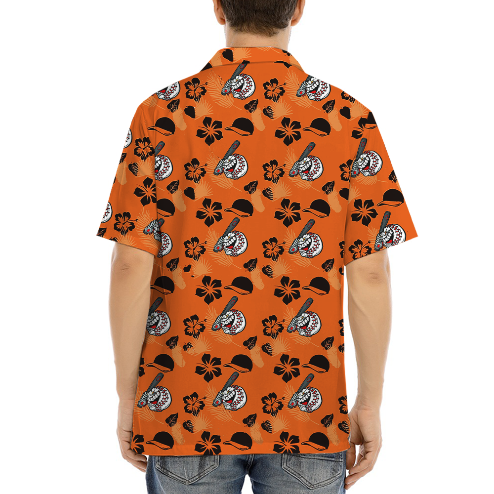 Funny Baseball Orange Hawaiian Shirt