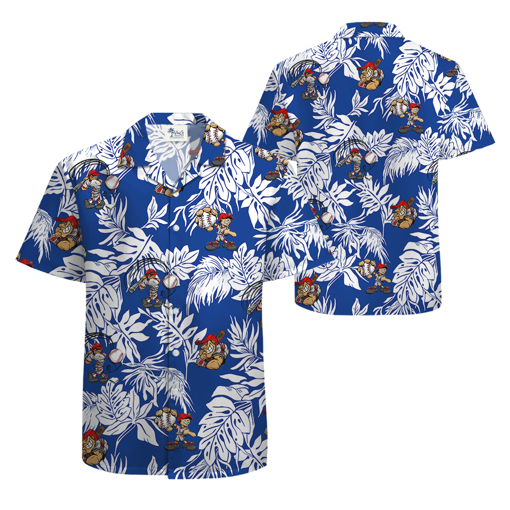 Tropical Baseball Blue Hawaiian Shirt