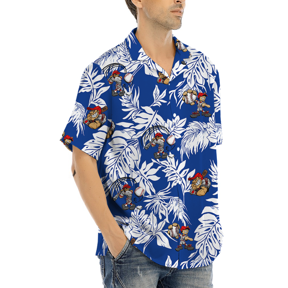 Tropical Baseball Blue Hawaiian Shirt