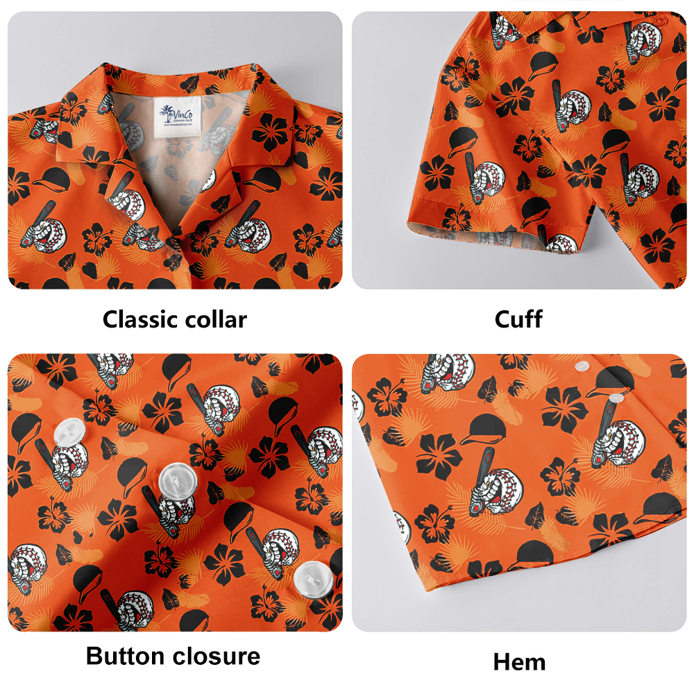 Funny Baseball Orange Hawaiian Shirt