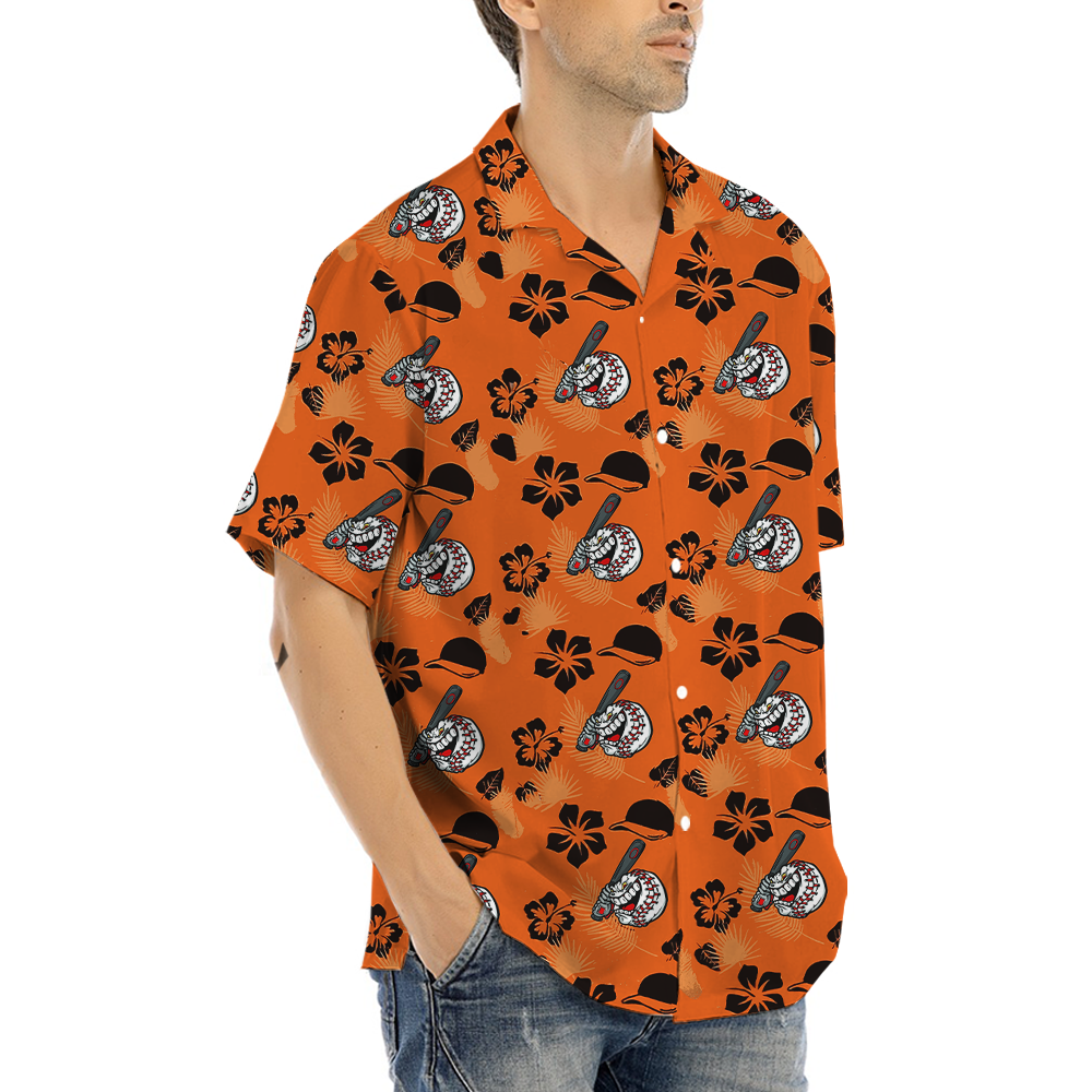 Funny Baseball Orange Hawaiian Shirt
