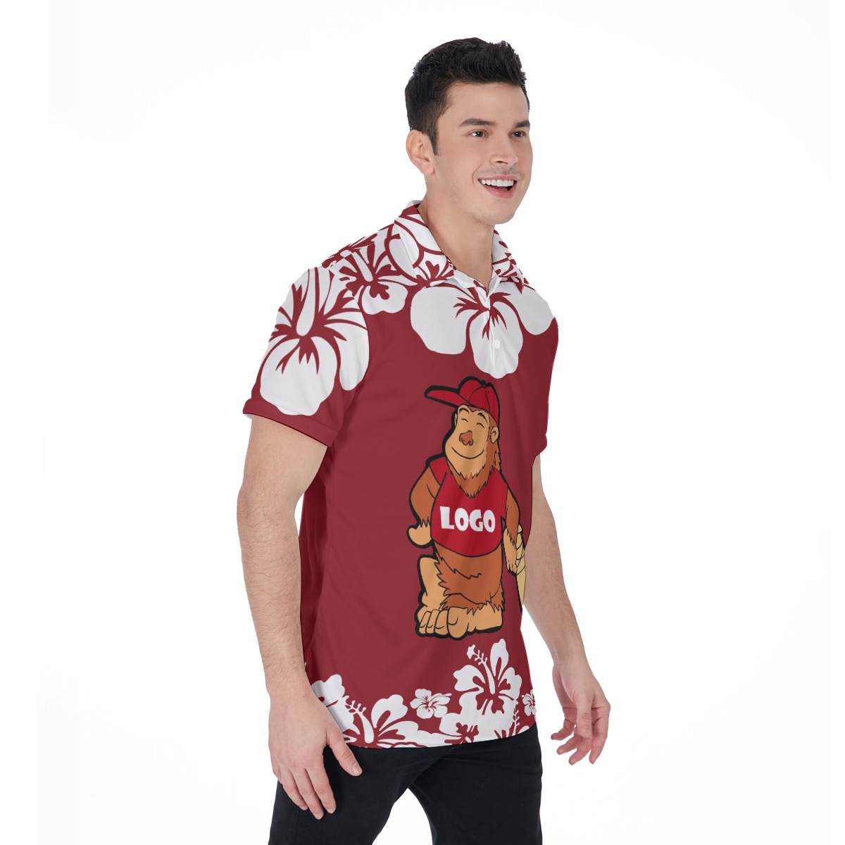 Custom Logo Baseball Bigfoot Hawaiian Polo Shirt