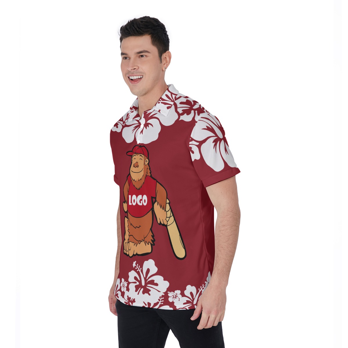 Custom Logo Baseball Bigfoot Hawaiian Polo Shirt