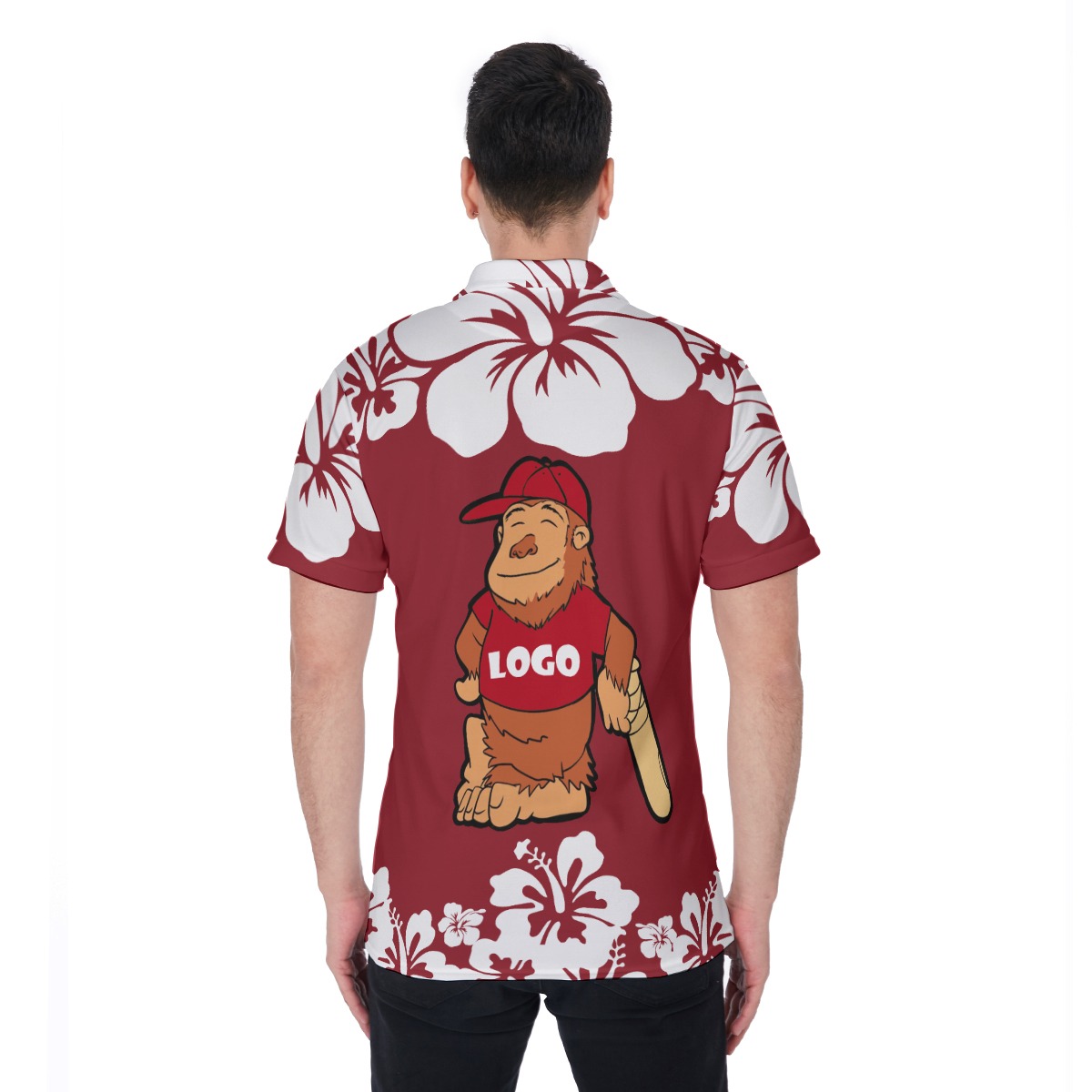 Custom Logo Baseball Bigfoot Hawaiian Polo Shirt