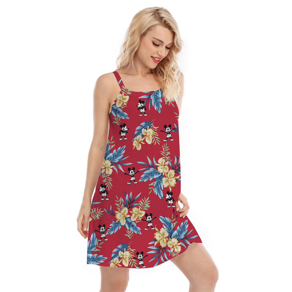 Red Mickey Steamboat 1928 Hawaiian Cami Dress