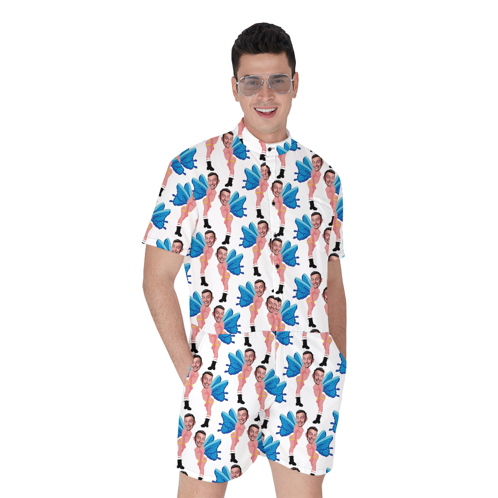 Personalized Funny Butterfly Blue Hula Romper for Men - variant image 1