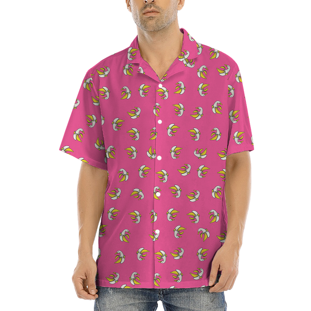 Funny Banana Duck Pink Hawaiian Shirt - variant image 1