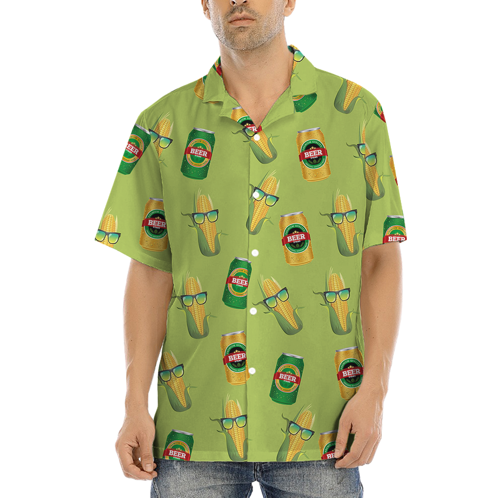 Beer And Corn Green Hawaiian Shirt - variant image 1