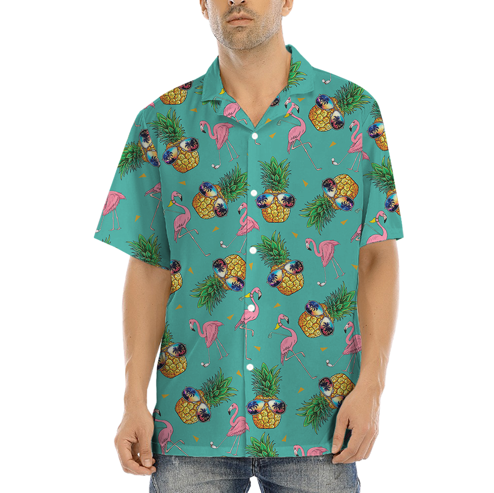 Cute Flamingo Playing Golf Pineapple Hawaiian Shirt - variant image 1