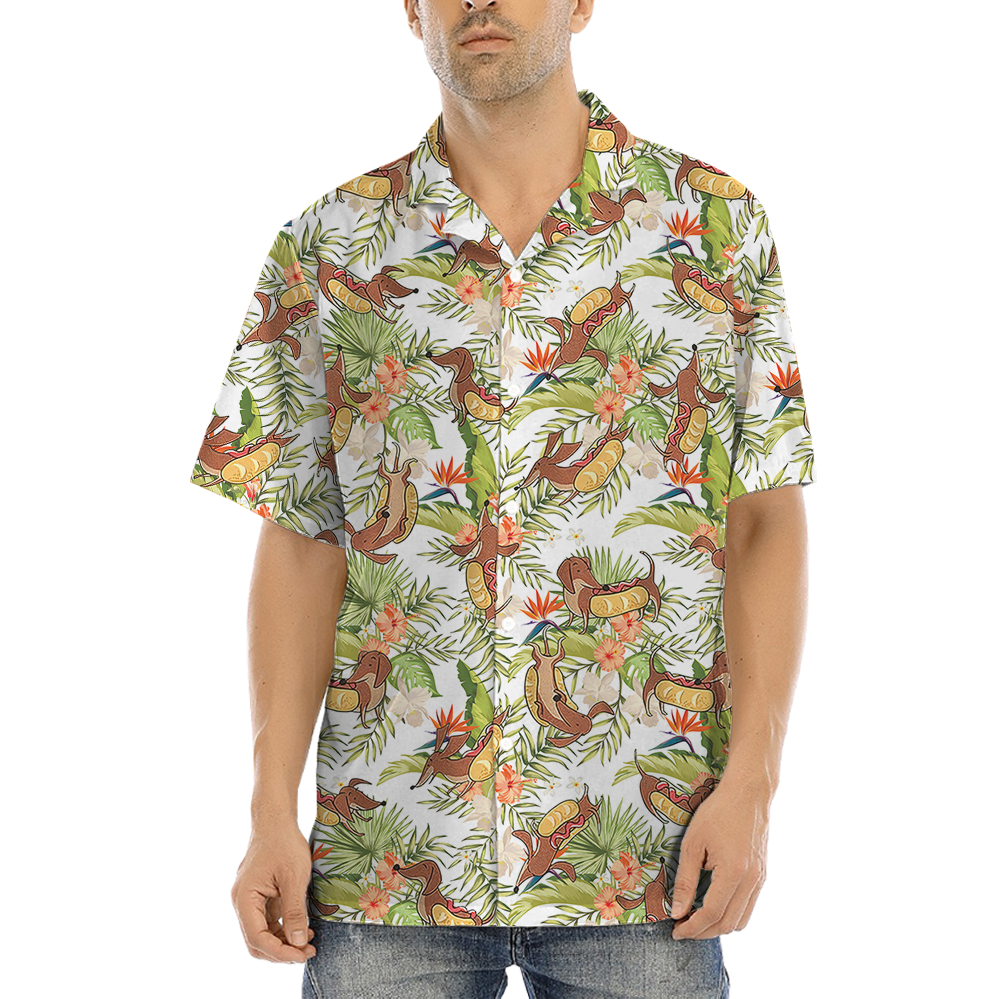 Funny Sausage Dog Tropical Hawaiian Shirt - variant image 1