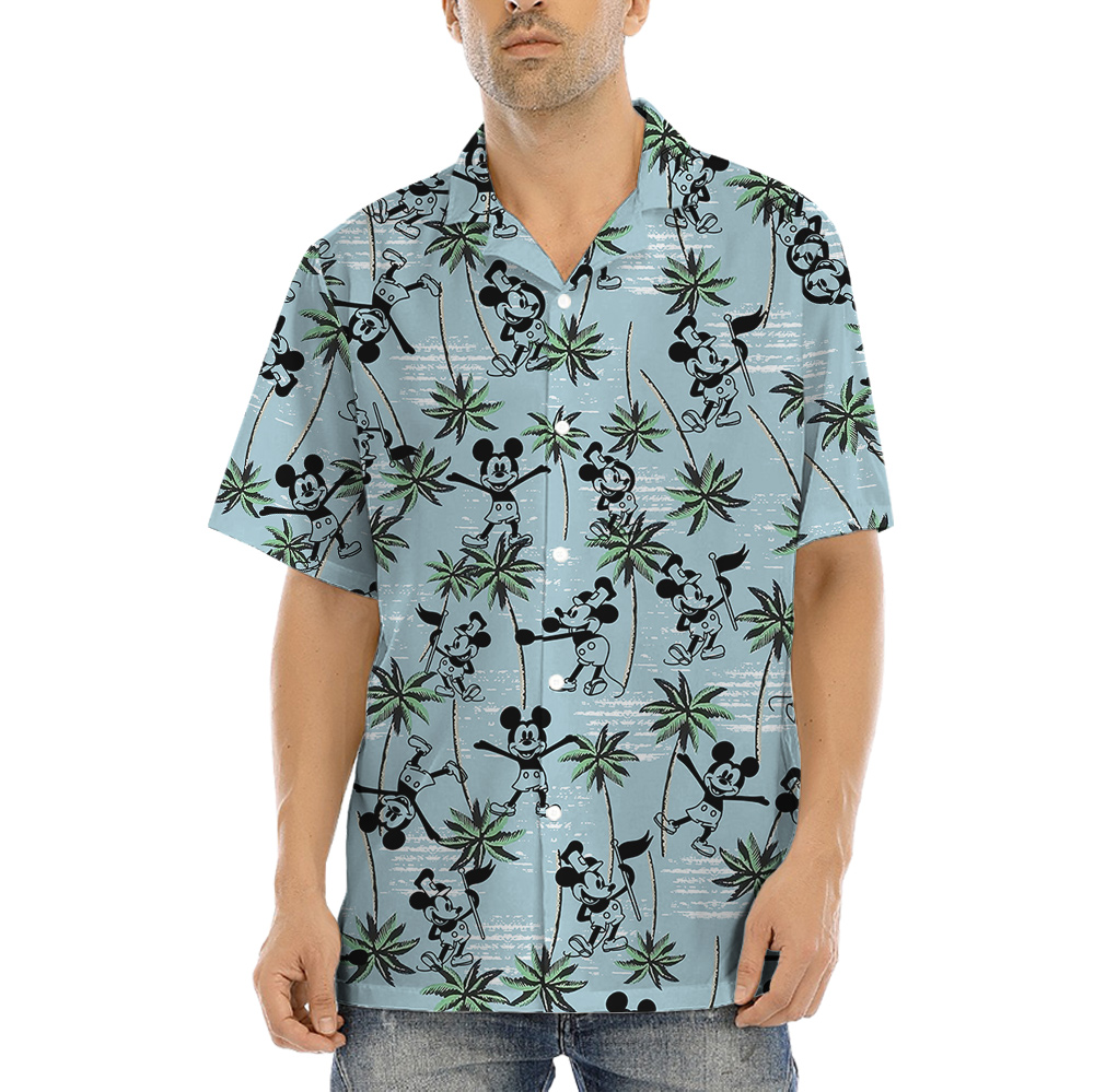 Mickey Steamboat Willie 1928 Blue Hula Shirt for Men - variant image 1