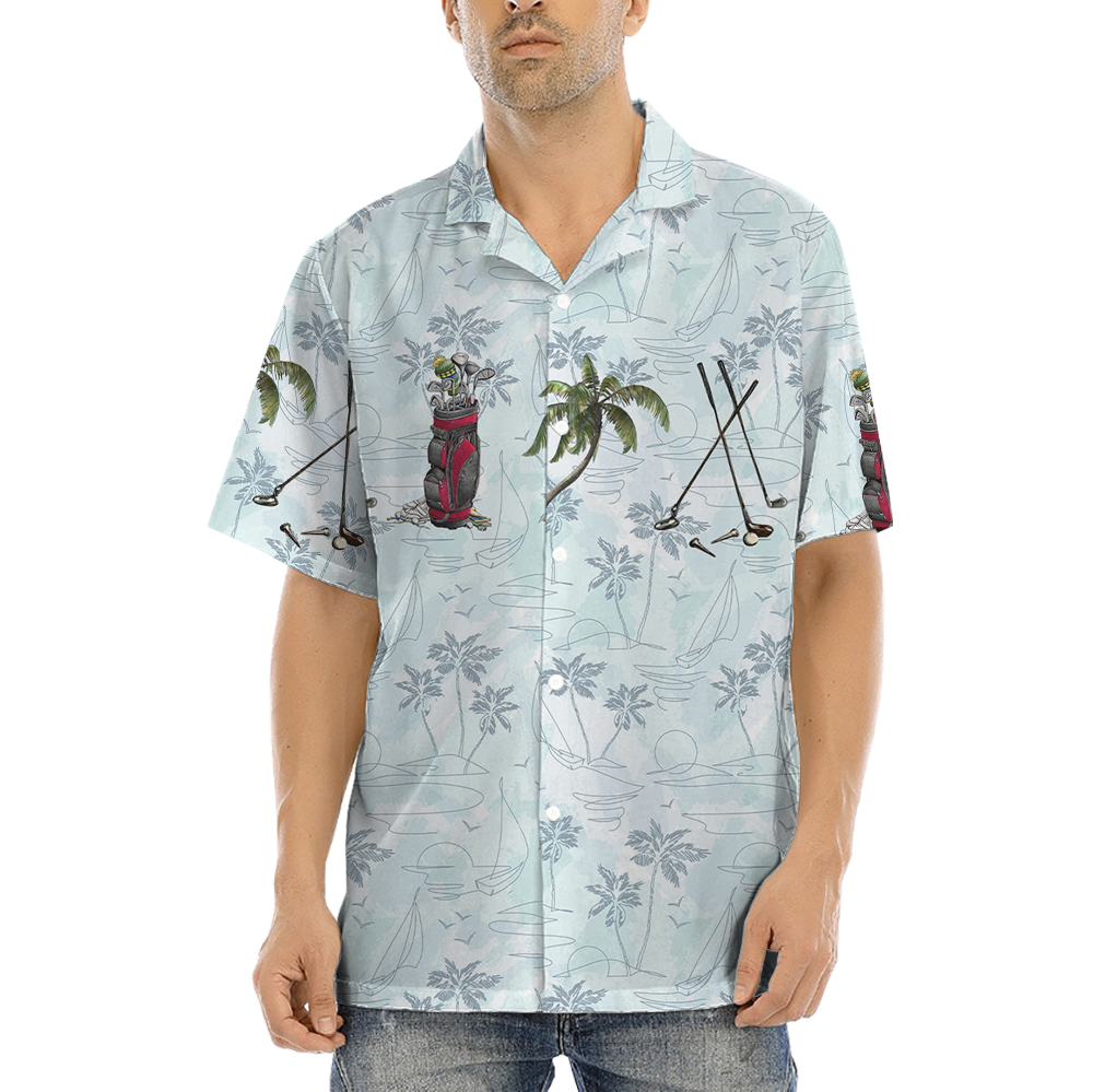 Golf Palm Tree Blue Hawaiian Shirt - variant image 1