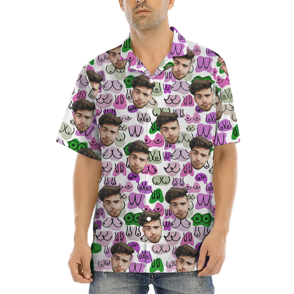 Custom Men Booty Purple Hawaiian Shirt - variant image 1