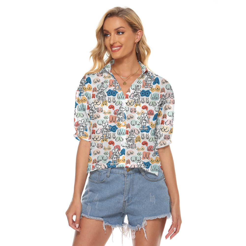 Funny Mickey Steamboat Willie Hula Women Cropped Shirt - variant image 1