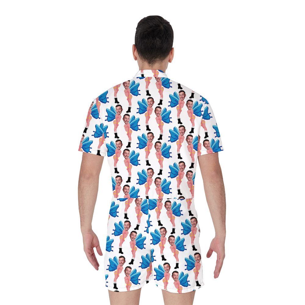 Personalized Funny Butterfly Blue Hula Romper for Men