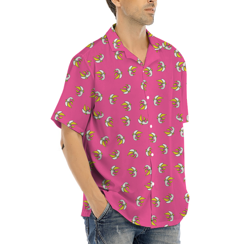 Funny Banana Duck Pink Hawaiian Shirt