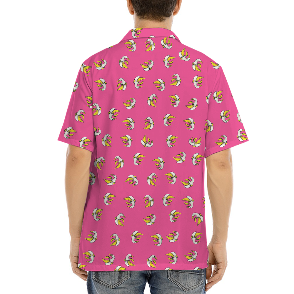 Funny Banana Duck Pink Hawaiian Shirt