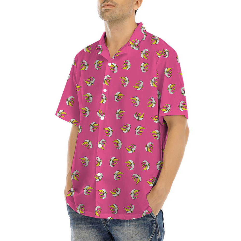 Funny Banana Duck Pink Hawaiian Shirt